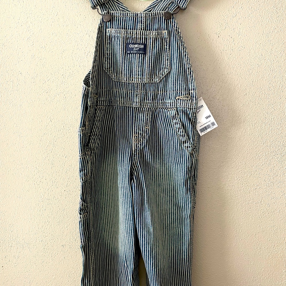 Oshkosh striped bib overalls 18M mew with tag